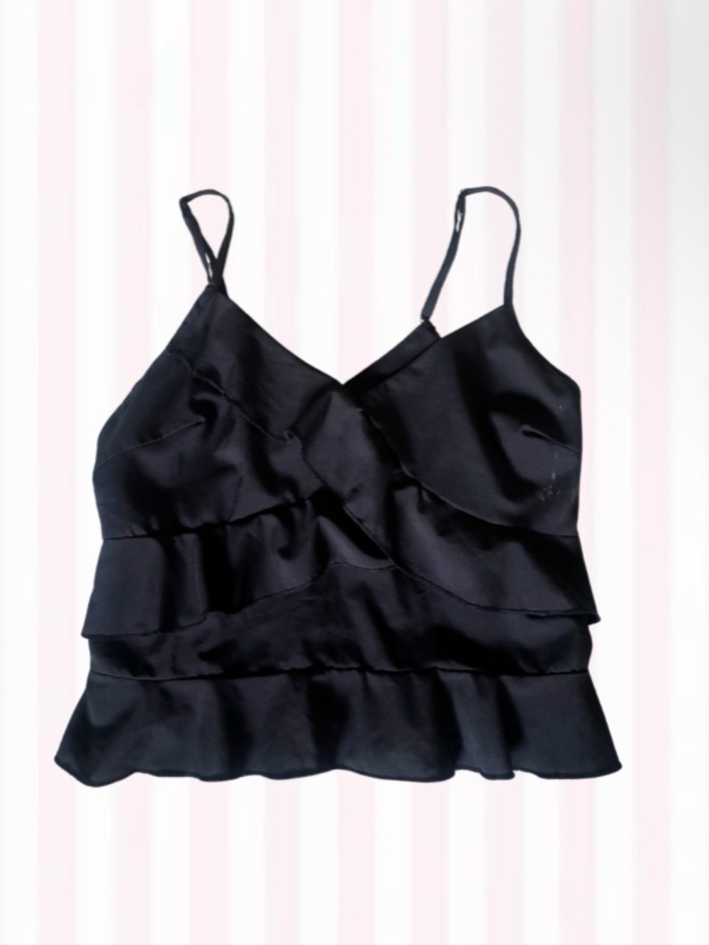 SHEIN Black Ruffle Satin Camisole